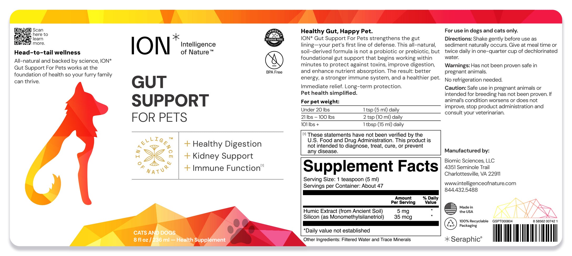 ION* Gut Support For Pets 16oz