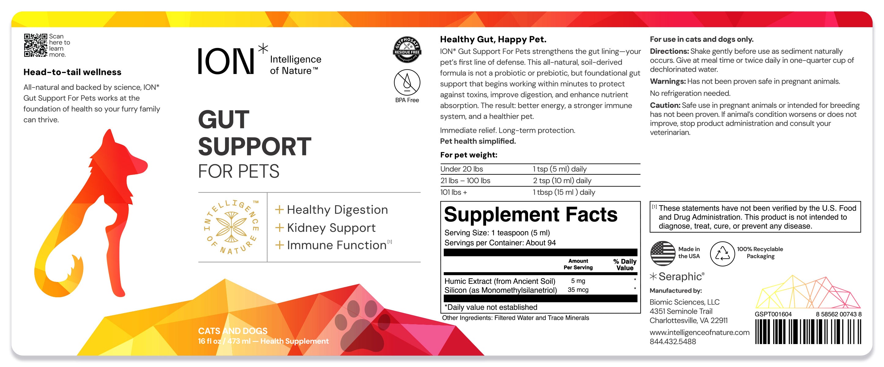 ION* Gut Support For Pets 8oz