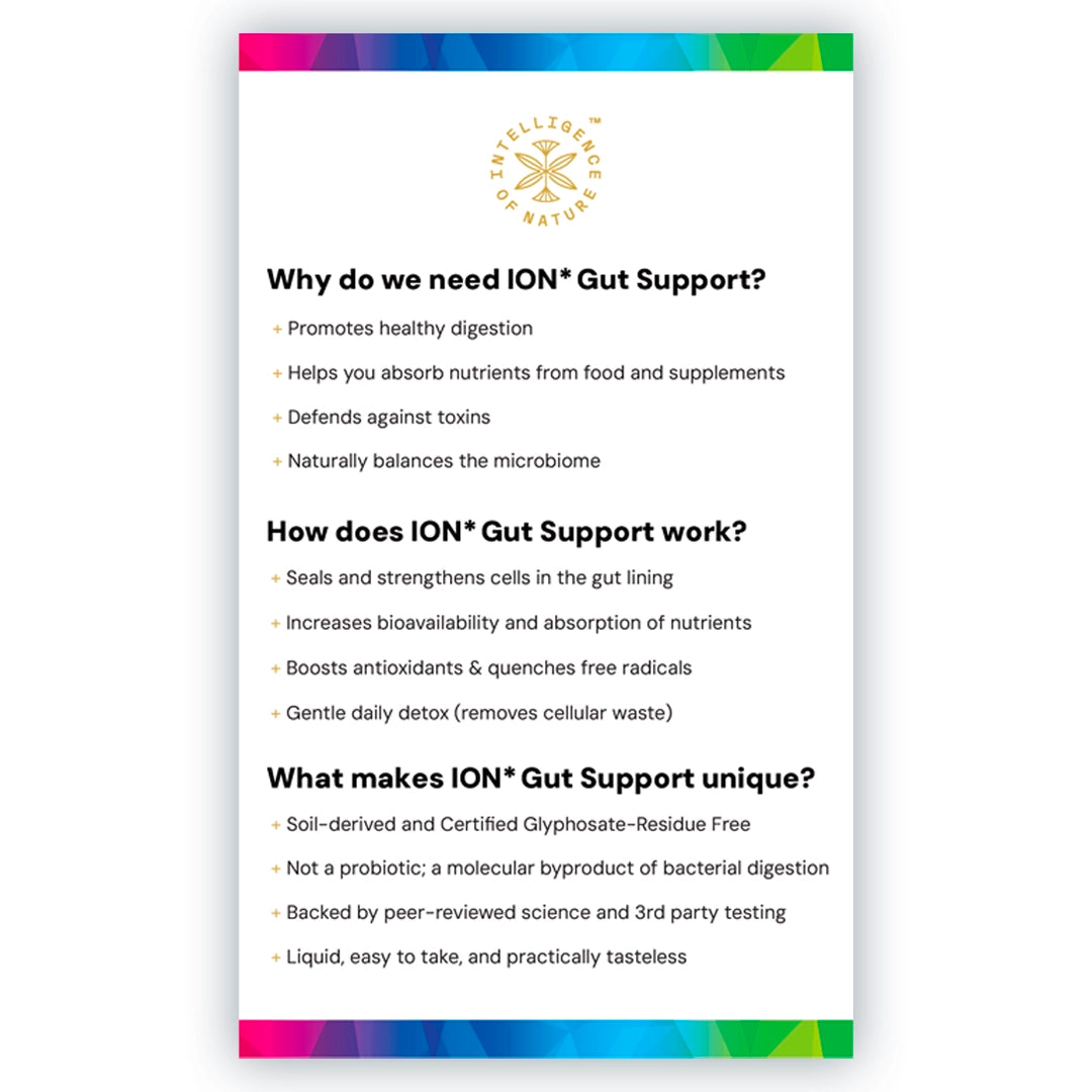 ION Gut Support Cliffnote card back