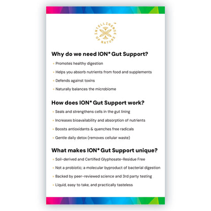 ION Gut Support Cliffnote card back